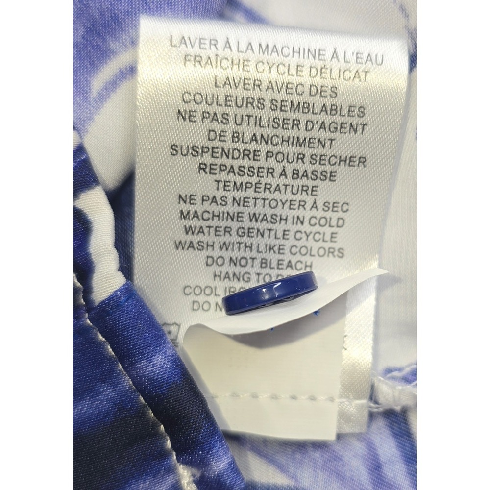 RACHEL ZOE Blue White Baroque Porcelain Print Blouse Long Sleeve Medium -3107 - Picture 6 of 8